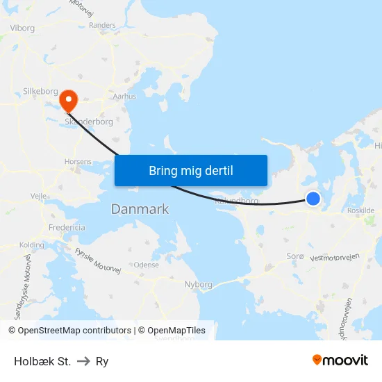 Holbæk St. to Ry map