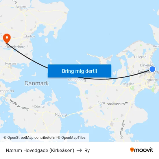 Nærum Hovedgade (Kirkeåsen) to Ry map