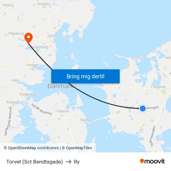 Torvet (Sct Bendtsgade) to Ry map