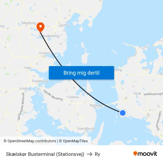 Skælskør Busterminal (Stationsvej) to Ry map