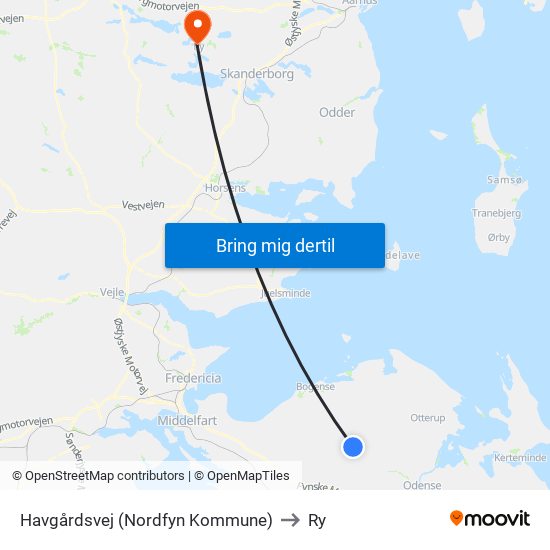Havgårdsvej (Nordfyn Kommune) to Ry map