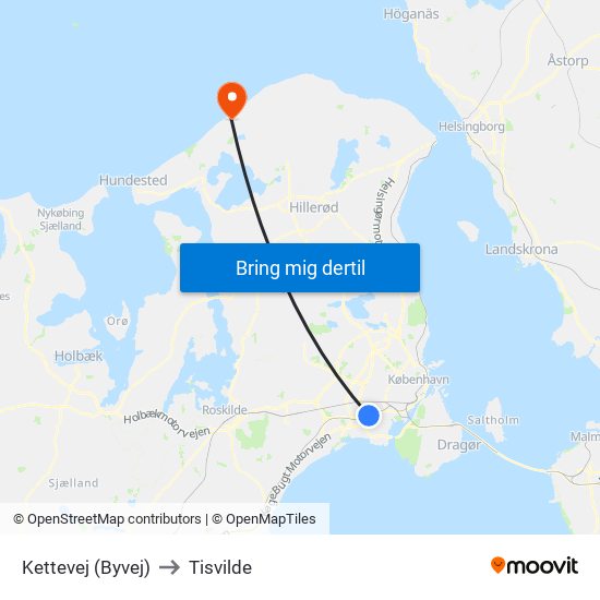 Kettevej (Byvej) to Tisvilde map