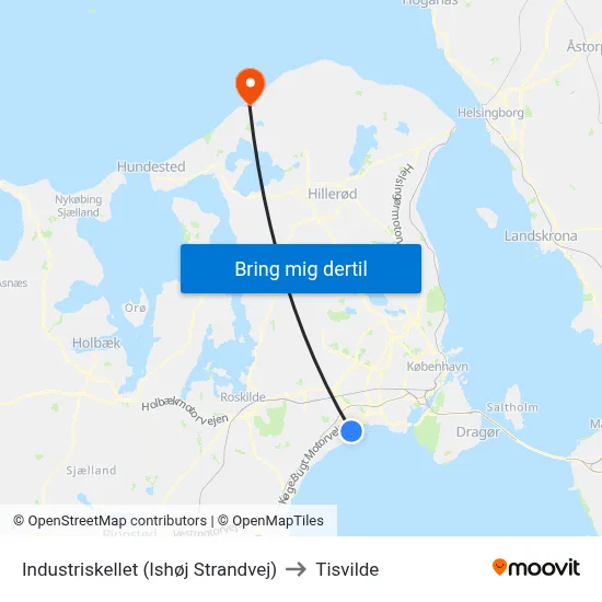 Industriskellet (Ishøj Strandvej) to Tisvilde map