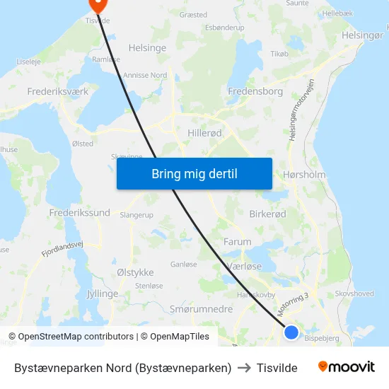 Bystævneparken Nord (Bystævneparken) to Tisvilde map