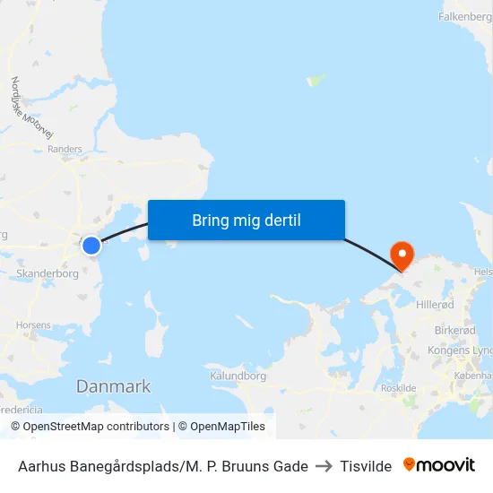 Aarhus Banegårdsplads/M. P. Bruuns Gade to Tisvilde map