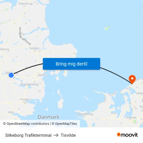 Silkeborg Trafikterminal to Tisvilde map