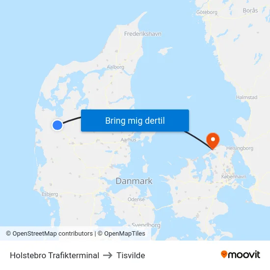 Holstebro Trafikterminal to Tisvilde map