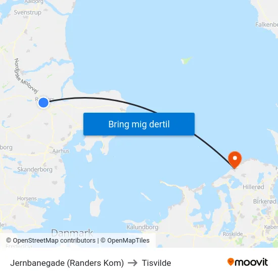Jernbanegade (Randers Kom) to Tisvilde map