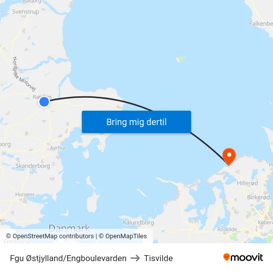 Fgu Østjylland/Engboulevarden to Tisvilde map