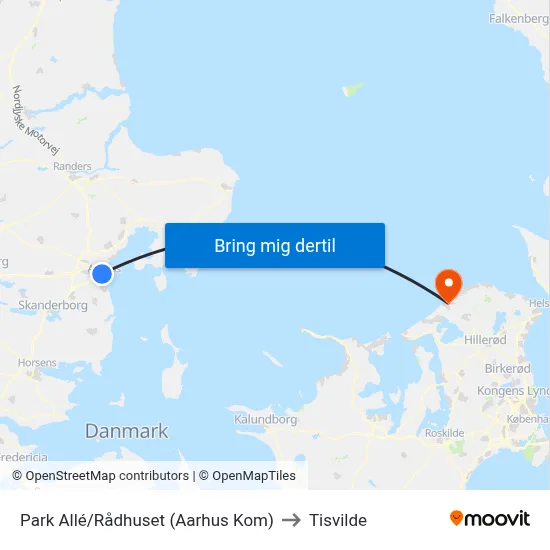 Park Allé/Rådhuset (Aarhus Kom) to Tisvilde map