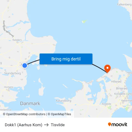 Dokk1 (Aarhus Kom) to Tisvilde map