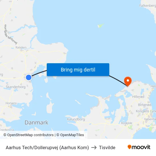 Aarhus Tech/Dollerupvej (Aarhus Kom) to Tisvilde map