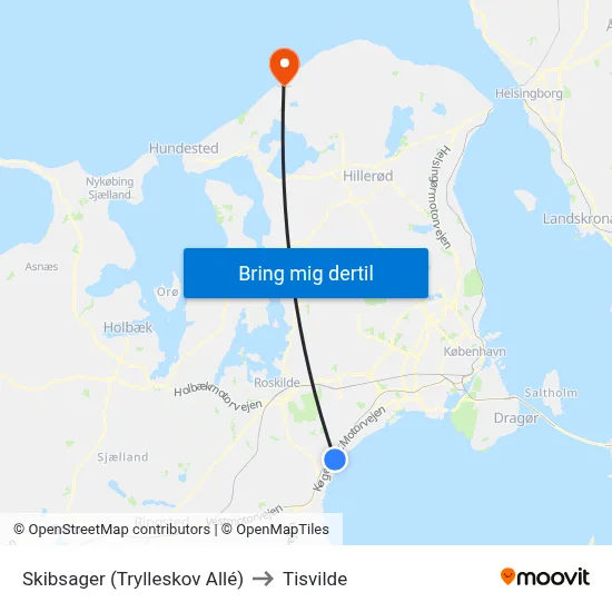 Skibsager (Trylleskov Allé) to Tisvilde map