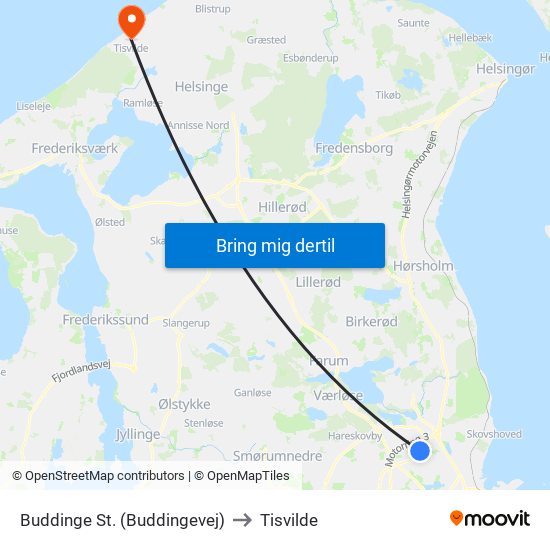 Buddinge St. (Buddingevej) to Tisvilde map