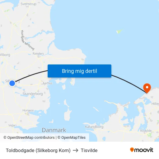 Toldbodgade (Silkeborg Kom) to Tisvilde map