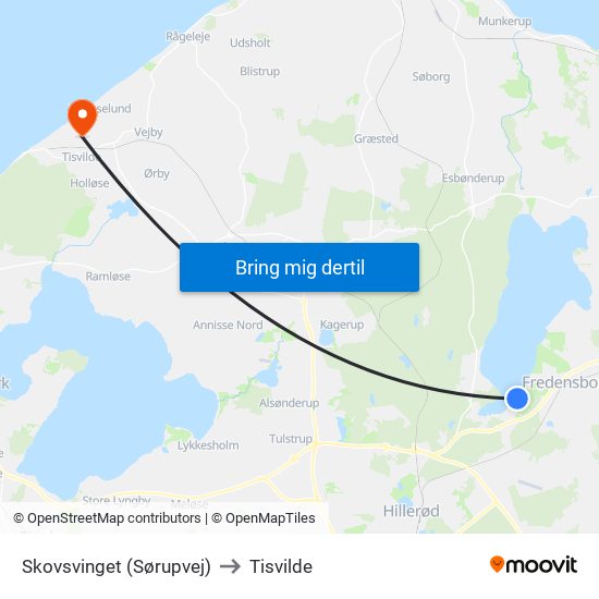 Skovsvinget (Sørupvej) to Tisvilde map