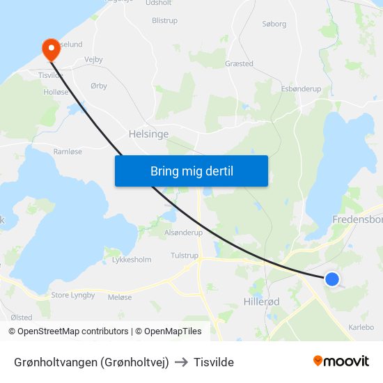 Grønholtvangen (Grønholtvej) to Tisvilde map