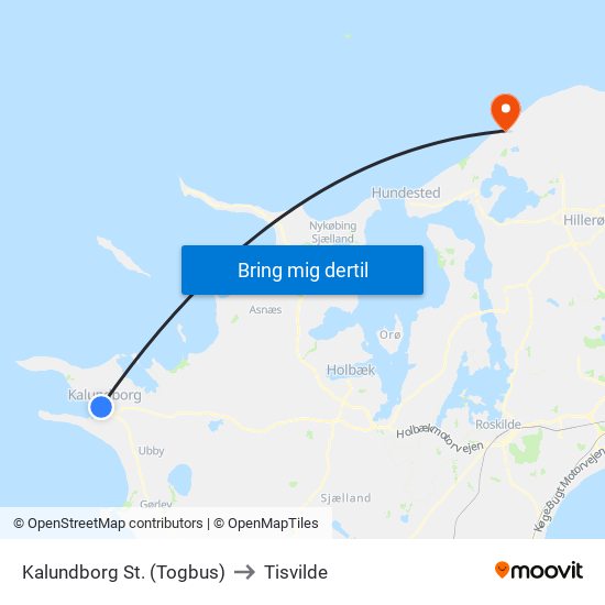 Kalundborg St. (Togbus) to Tisvilde map