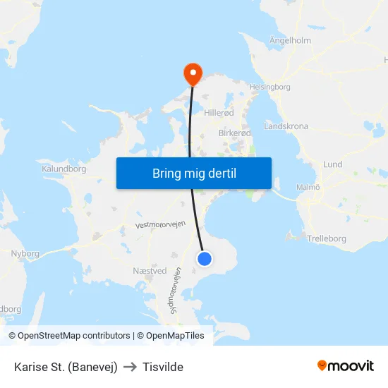 Karise St. (Banevej) to Tisvilde map