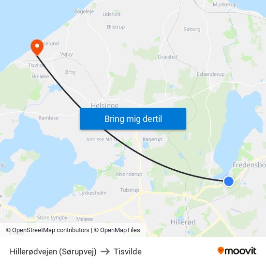 Hillerødvejen (Sørupvej) to Tisvilde map