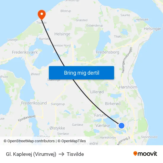 Gl. Kaplevej (Virumvej) to Tisvilde map