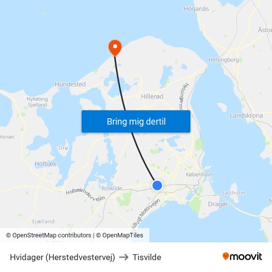 Hvidager (Herstedvestervej) to Tisvilde map