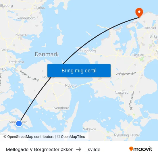 Møllegade V Borgmesterløkken to Tisvilde map