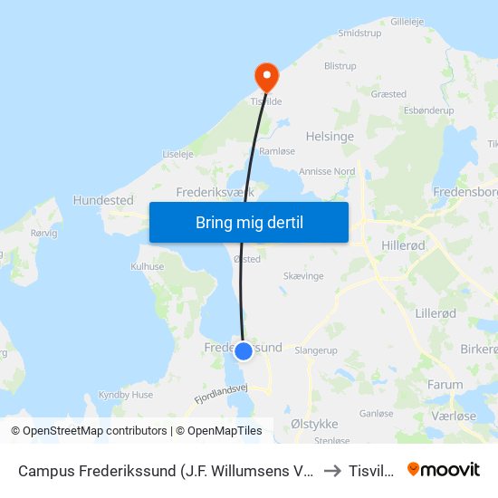 Campus Frederikssund (J.F. Willumsens Vej) to Tisvilde map