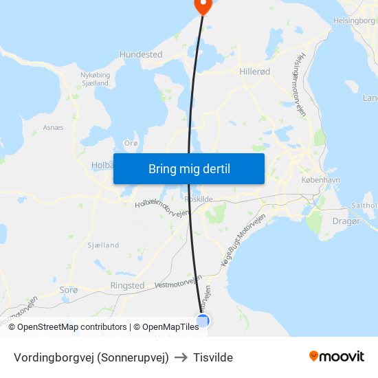 Vordingborgvej (Sonnerupvej) to Tisvilde map