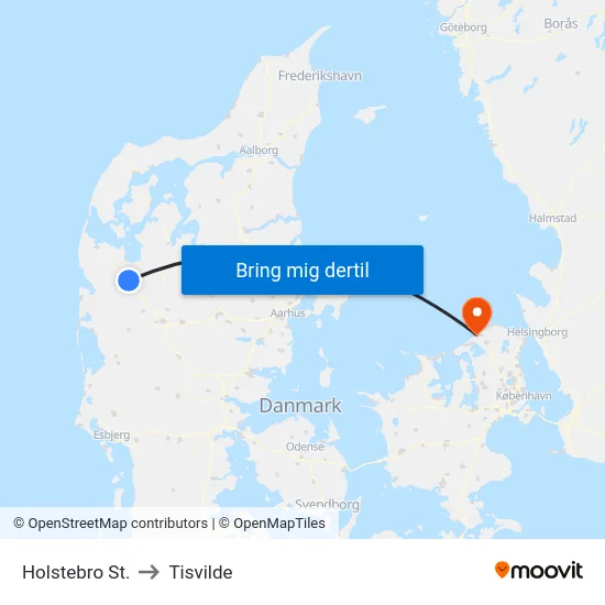 Holstebro St. to Tisvilde map