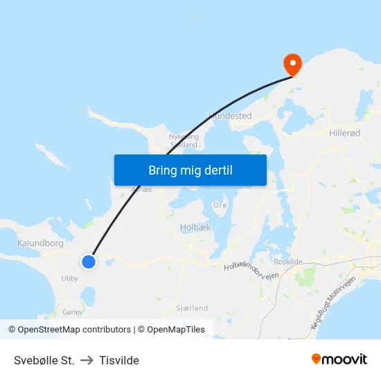 Svebølle St. to Tisvilde map