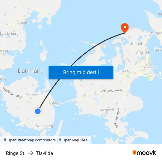 Ringe St. to Tisvilde map