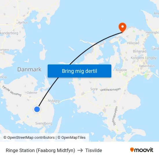 Ringe Station (Faaborg Midtfyn) to Tisvilde map