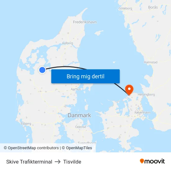 Skive Trafikterminal to Tisvilde map