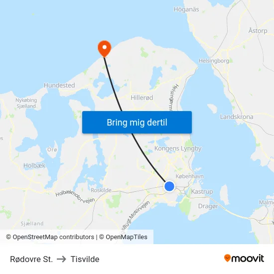 Rødovre St. to Tisvilde map