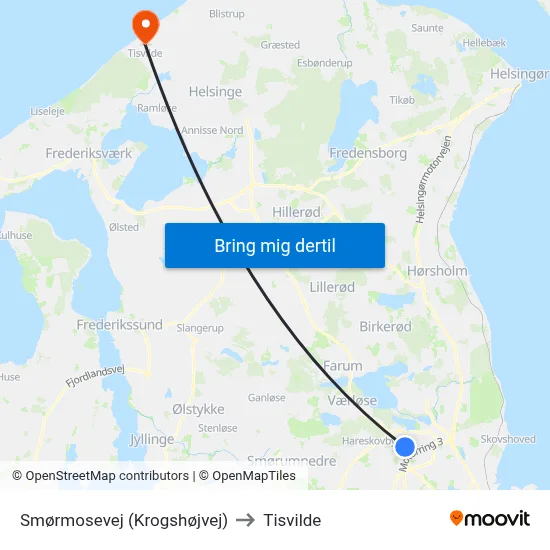 Smørmosevej (Krogshøjvej) to Tisvilde map