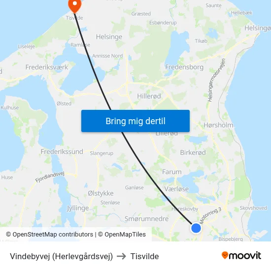 Vindebyvej (Herlevgårdsvej) to Tisvilde map