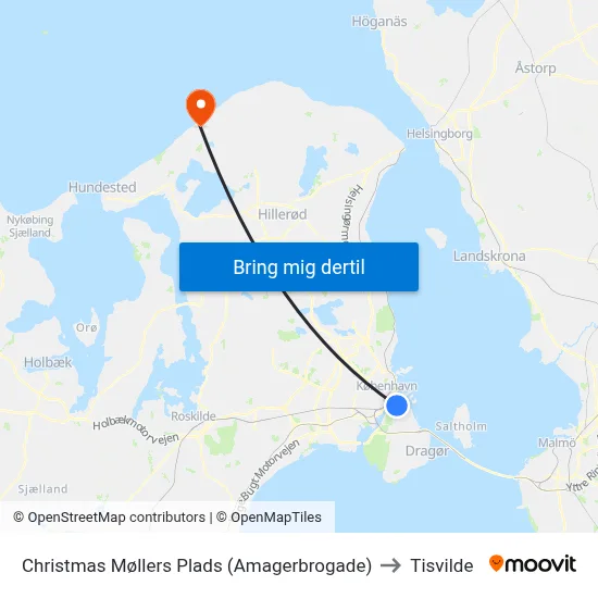 Christmas Møllers Plads (Amagerbrogade) to Tisvilde map