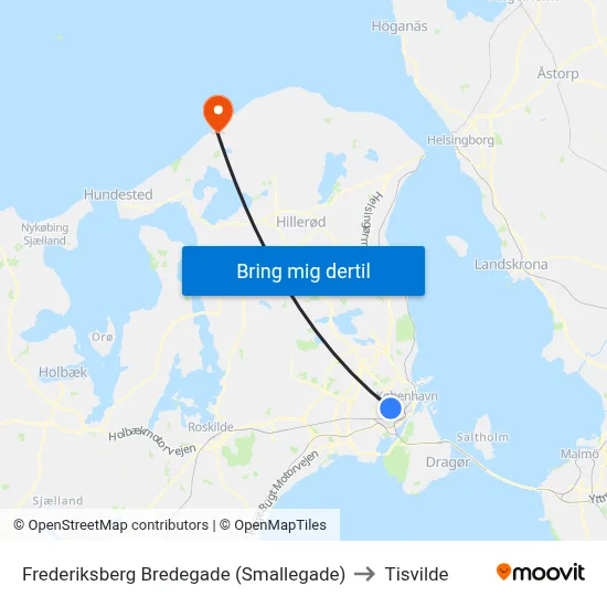 Frederiksberg Bredegade (Smallegade) to Tisvilde map