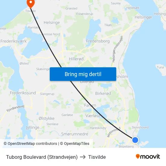 Tuborg Boulevard (Strandvejen) to Tisvilde map