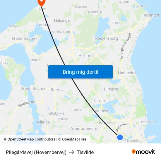 Pilegårdsvej (Novembervej) to Tisvilde map