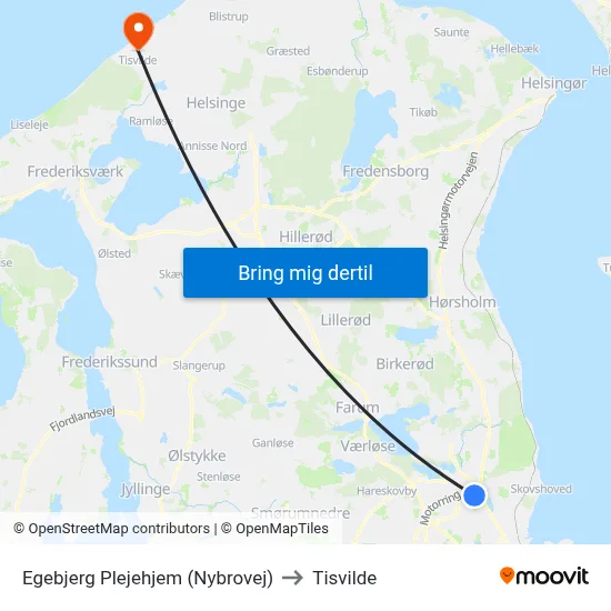 Egebjerg Plejehjem (Nybrovej) to Tisvilde map