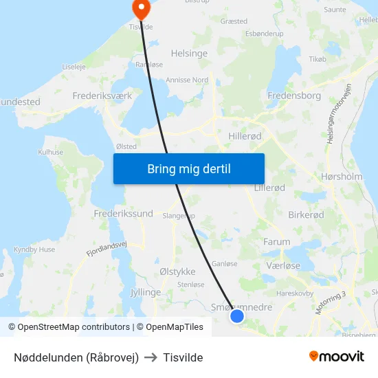 Nøddelunden (Råbrovej) to Tisvilde map