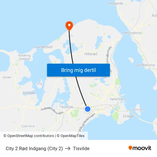 City 2 Rød Indgang (City 2) to Tisvilde map