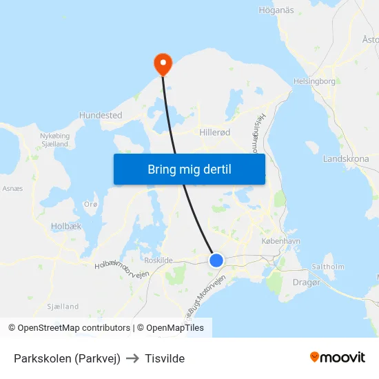 Parkskolen (Parkvej) to Tisvilde map