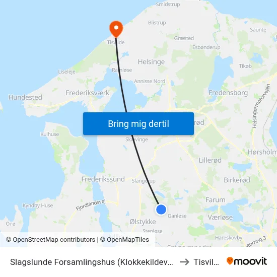 Slagslunde Forsamlingshus (Klokkekildevej) to Tisvilde map