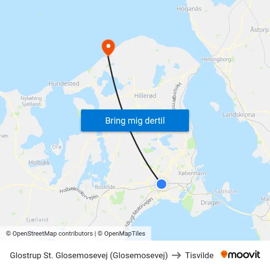 Glostrup St. Glosemosevej (Glosemosevej) to Tisvilde map