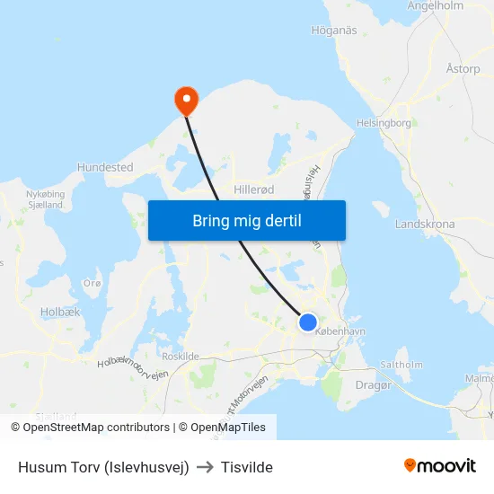 Husum Torv (Islevhusvej) to Tisvilde map