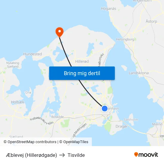 Æblevej (Hillerødgade) to Tisvilde map