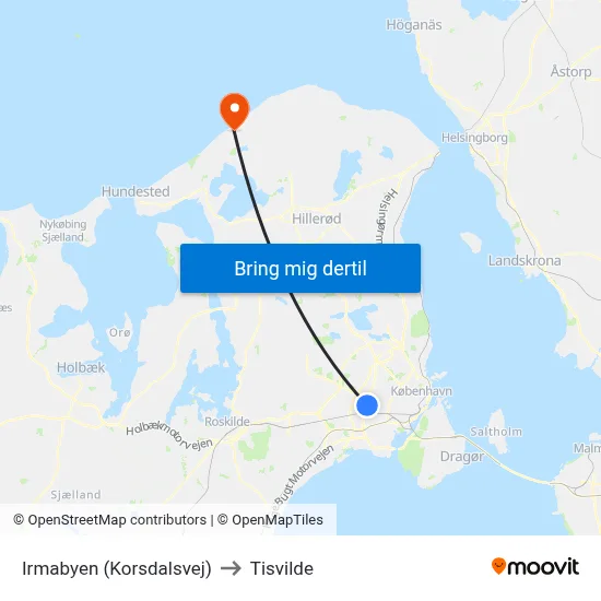 Irmabyen (Korsdalsvej) to Tisvilde map